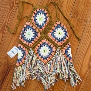 Free People Multicolor Crochet Tank Top